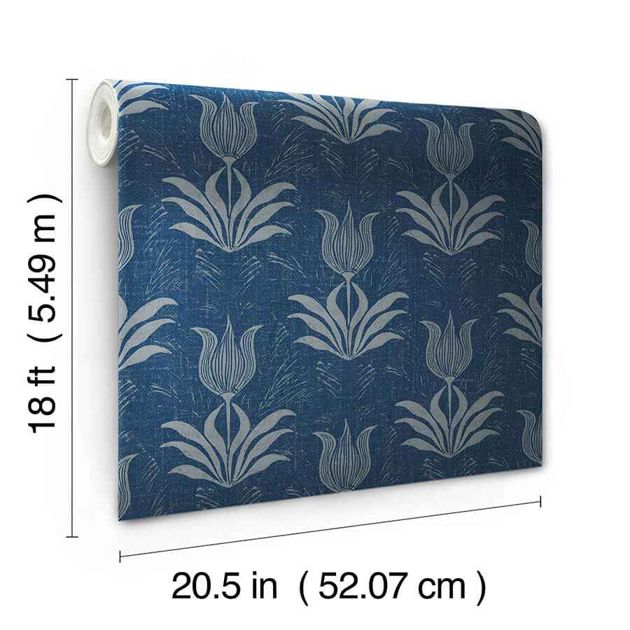 Navy Parrot Tulip Peel and Stick Wallpaper - York Wallcoverings - JHS5034 - York Wallcoverings Wallpaper