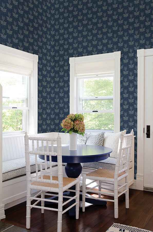 Navy Parrot Tulip Peel and Stick Wallpaper - York Wallcoverings - JHS5034 - York Wallcoverings Wallpaper