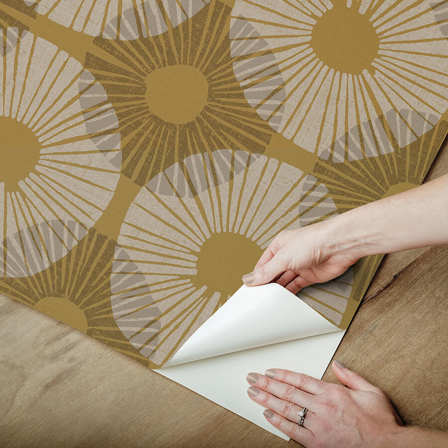 mustard-superbloom-peel-and-stick-wallpaper-york-wallcoverings-jhs5035 - York Wallcoverings Wallpaper
