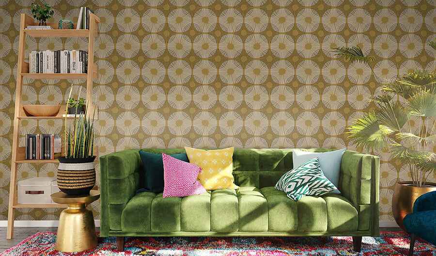 Mustard Superbloom Peel and Stick Wallpaper - York Wallcoverings - JHS5035 - York Wallcoverings Wallpaper