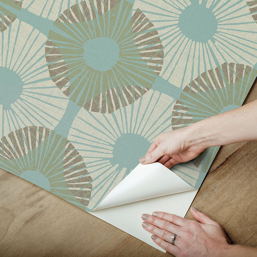 aqua-chocolate-superbloom-peel-and-stick-wallpaper-york-wallcoverings-jhs5036 - York Wallcoverings Wallpaper
