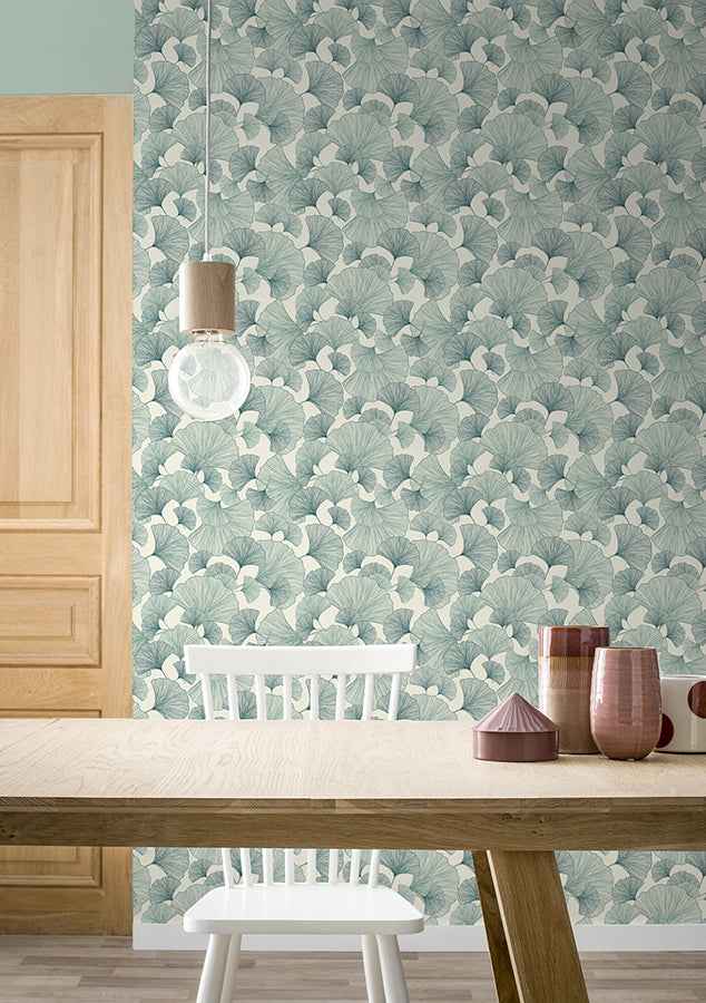 waft-teal-ginkgo-wallpaper-york-wallcoverings-rh407662 - York Wallcoverings Wallpaper
