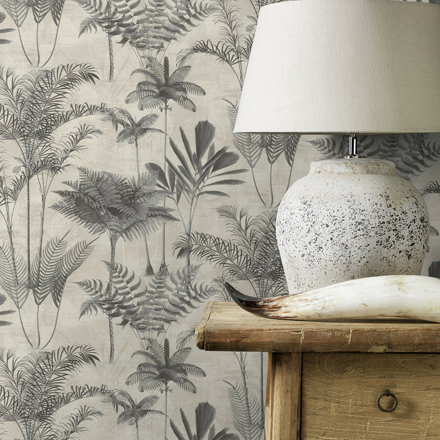 kinabalu-charcoal-rainforest-wallpaper-york-wallcoverings-rh555134 - York Wallcoverings Wallpaper
