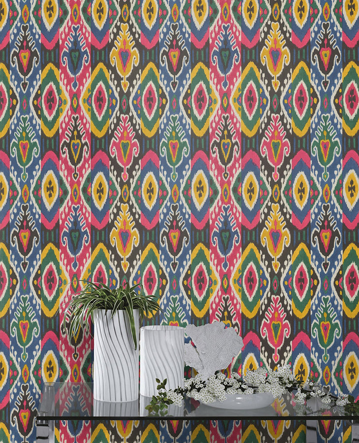 villon-multicolor-ikat-wallpaper-york-wallcoverings-rh560565 - York Wallcoverings Wallpaper