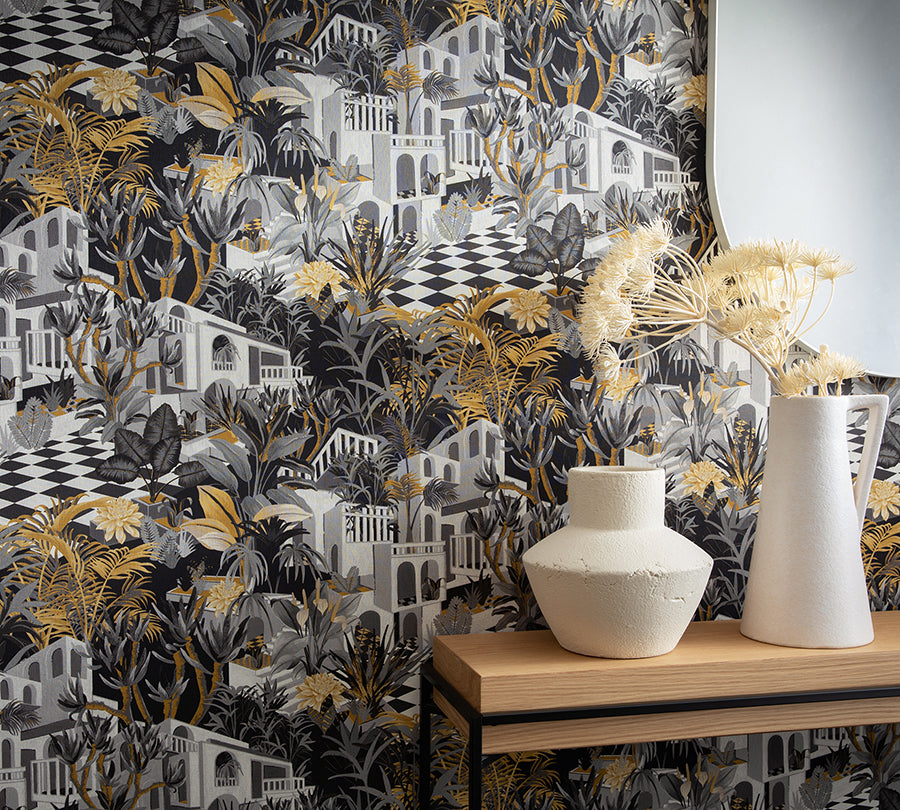 merian-grey-architectural-wallpaper-york-wallcoverings-rh687422 - York Wallcoverings Wallpaper