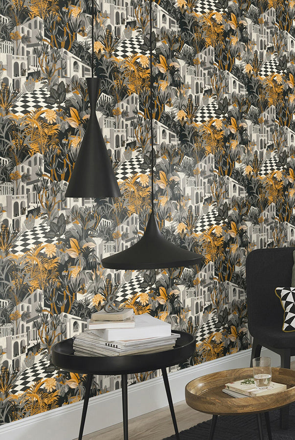 merian-grey-architectural-wallpaper-york-wallcoverings-rh687422 - York Wallcoverings Wallpaper