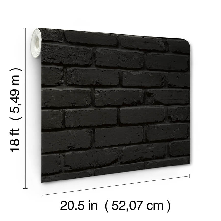 black-amsterdam-brick-peel-and-stick-wallpaper-york-wallcoverings-nus4842 - York Wallcoverings Wallpaper