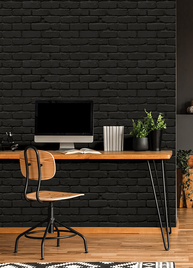 black-amsterdam-brick-peel-and-stick-wallpaper-york-wallcoverings-nus4842 - York Wallcoverings Wallpaper