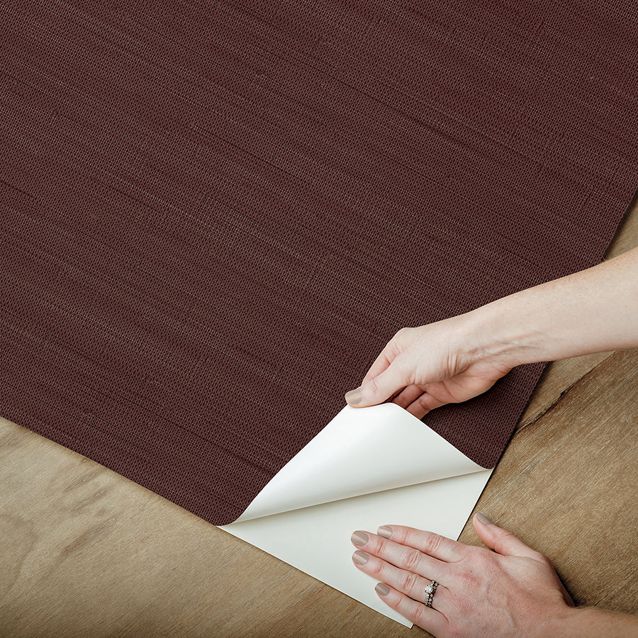 aubergine-classic-faux-grasscloth-peel-and-stick-wallpaper-york-wallcoverings-sss6009 - York Wallcoverings Wallpaper