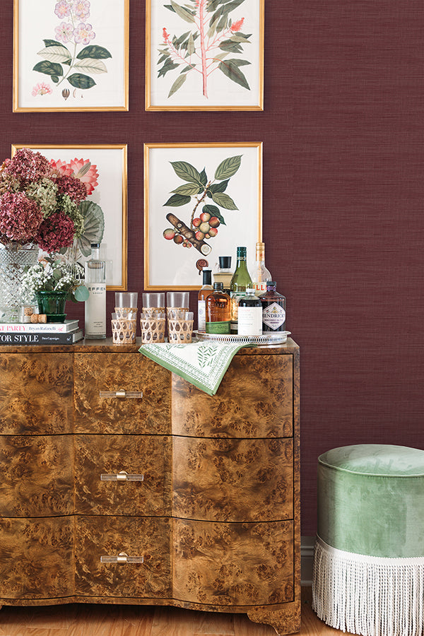 aubergine-classic-faux-grasscloth-peel-and-stick-wallpaper-york-wallcoverings-sss6009 - York Wallcoverings Wallpaper