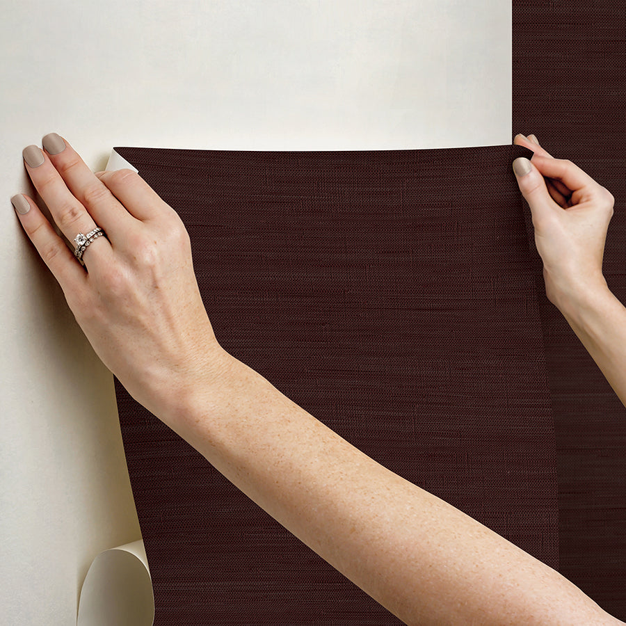 aubergine-classic-faux-grasscloth-peel-and-stick-wallpaper-york-wallcoverings-sss6009 - York Wallcoverings Wallpaper