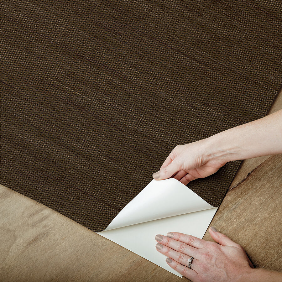chocolate-classic-faux-grasscloth-peel-and-stick-wallpaper-york-wallcoverings-sss6010 - York Wallcoverings Wallpaper