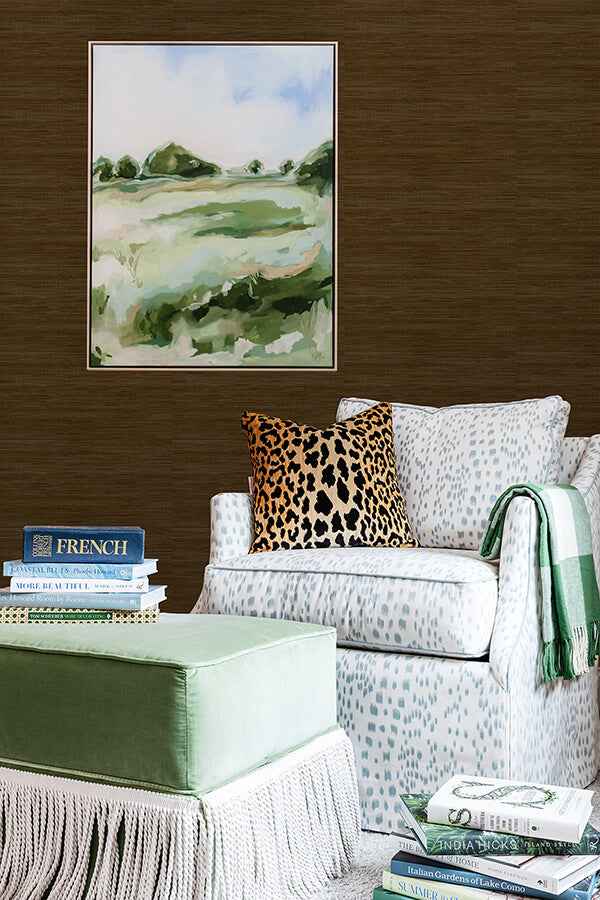 Chocolate Classic Faux Grasscloth Peel and Stick Wallpaper - York Wallcoverings - SSS6010 - York Wallcoverings Wallpaper
