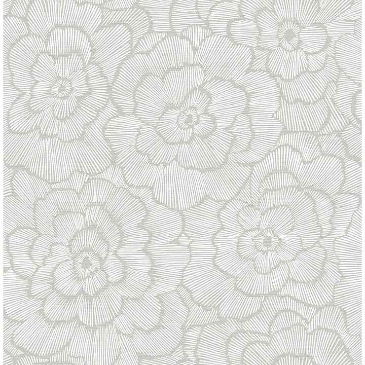 Periwinkle Light Grey Textured Floral Wallpaper - York Wallcoverings - 4120-26036