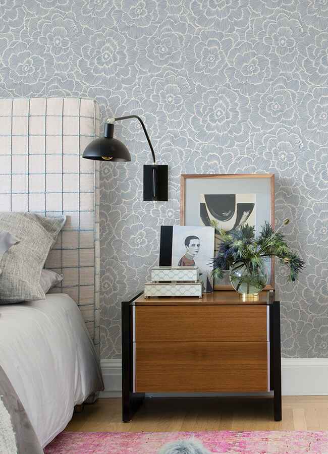 Periwinkle Blue Textured Floral Wallpaper - York Wallcoverings - 4120-26039 - York Wallcoverings Wallpaper