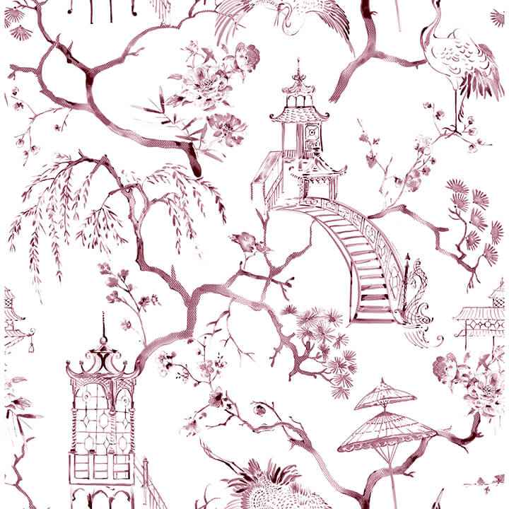 Serena Plum Chinoiserie Wallpaper - York Wallcoverings - 4120-26806