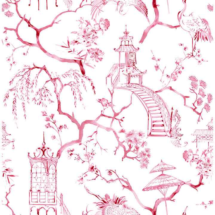 Serena Raspberry Chinoiserie Wallpaper - York Wallcoverings - 4120-26808 - York Wallcoverings Wallpaper