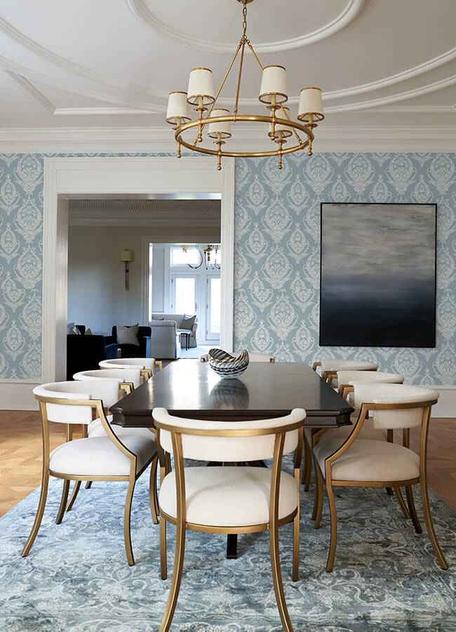 Arlie Light Blue Botanical Damask Wallpaper - York Wallcoverings - 4120-26819 - York Wallcoverings Wallpaper
