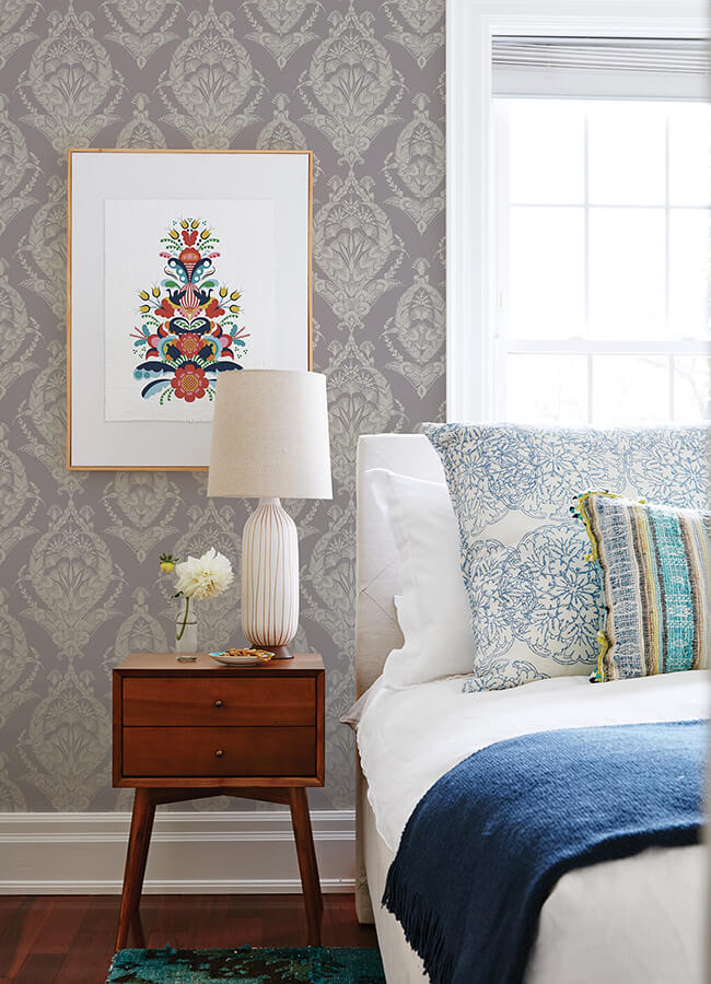 arlie-lavender-botanical-damask-wallpaper-york-wallcoverings-4120-26820 - York Wallcoverings Wallpaper