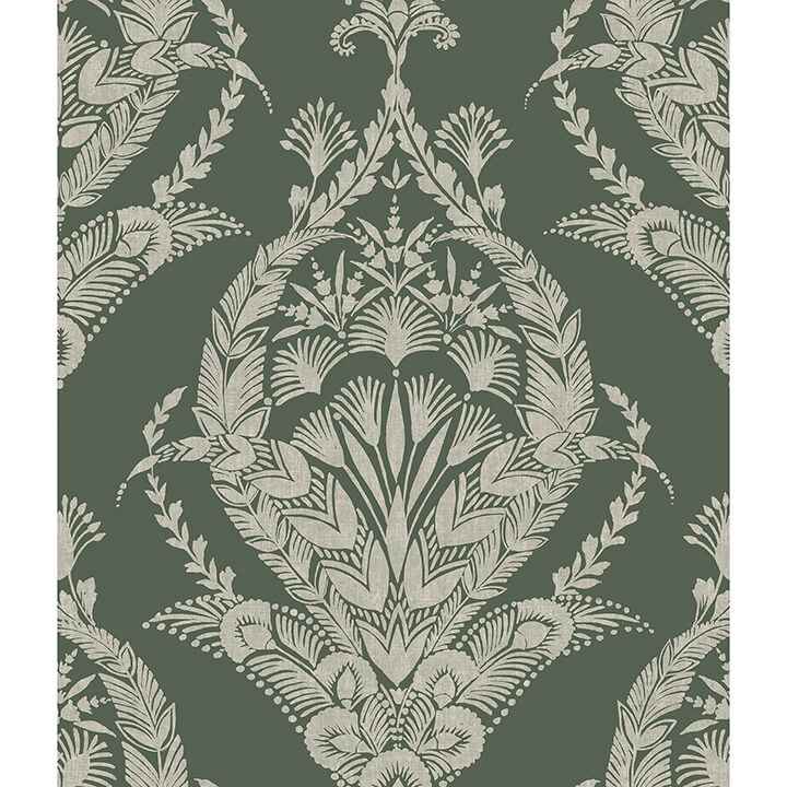 Arlie Evergreen Botanical Damask Wallpaper - York Wallcoverings - 4120-26821 - York Wallcoverings Wallpaper