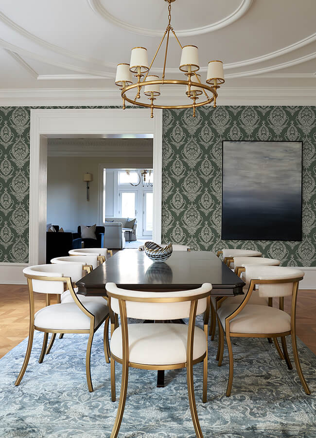 arlie-evergreen-botanical-damask-wallpaper-york-wallcoverings-4120-26821 - York Wallcoverings Papel pintado