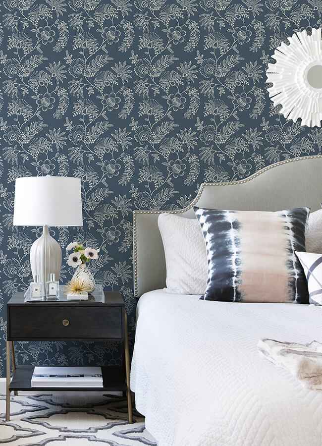 Maeve Dark Blue Jacobean Trail Wallpaper - York Wallcoverings - 4120-26822 - York Wallcoverings Wallpaper