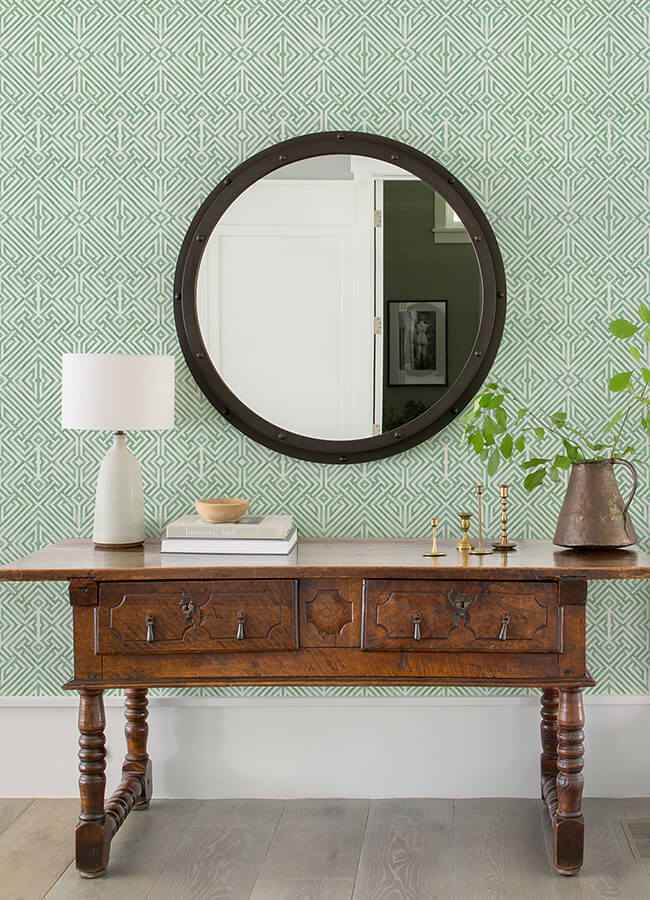 Lyon Green Geometric Key Wallpaper - York Wallcoverings - 4120-26850 - York Wallcoverings Wallpaper