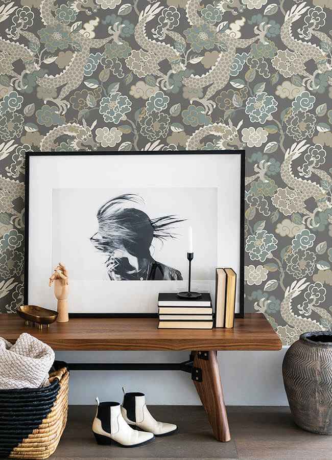 Yanci Stone Dragon Wallpaper - York Wallcoverings - 4120-72006 - York Wallcoverings Wallpaper