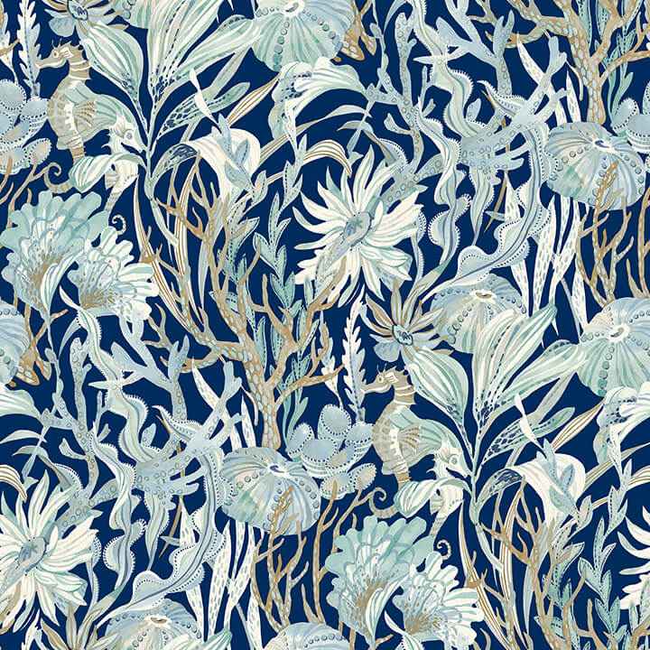 Kelp Garden Navy Tropical Reef Wallpaper - York Wallcoverings - 4071-71001 - York Wallcoverings Wallpaper