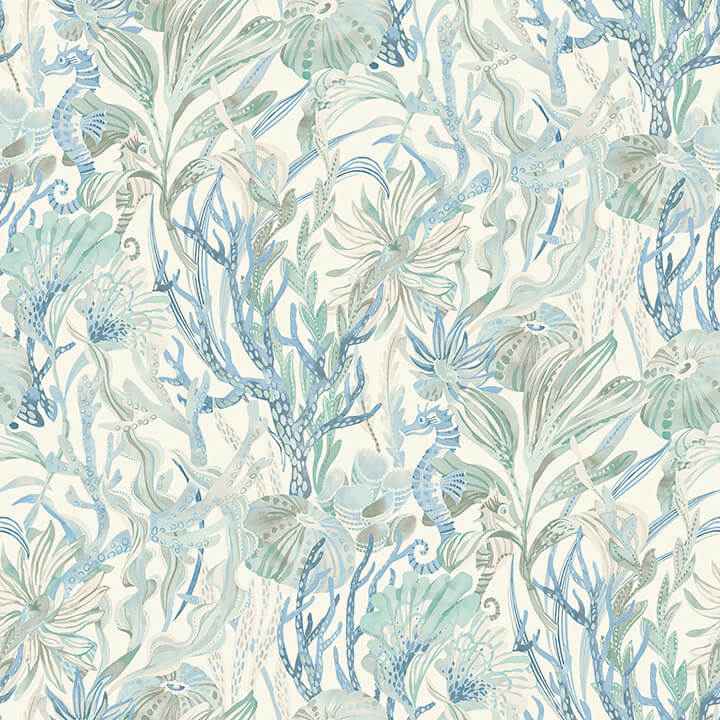 Kelp Garden Light Blue Tropical Reef Wallpaper - York Wallcoverings - 4071-71003 - York Wallcoverings Wallpaper