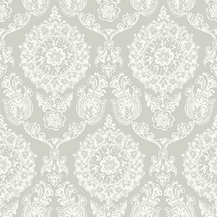 Helm Damask Taupe Floral Medallion Wallpaper - York Wallcoverings - 4071-71020