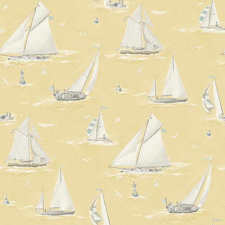 leeward-yellow-sailboat-wallpaper-york-wallcoverings-4071-71033 - York Wallcoverings Wallpaper