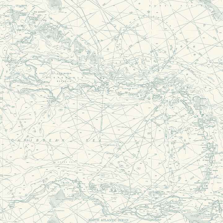 Charts Aqua Nautical Chart Wallpaper - York Wallcoverings - 4071-71058 - York Wallcoverings Wallpaper