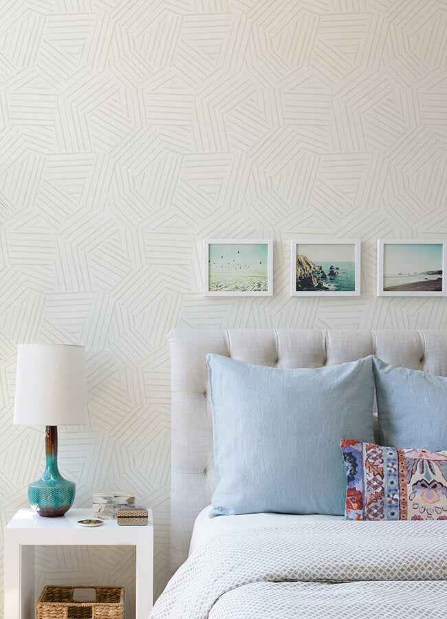 Helene Pearl Geometric Lines Wallpaper - York Wallcoverings - 4121-26905 - York Wallcoverings Wallpaper