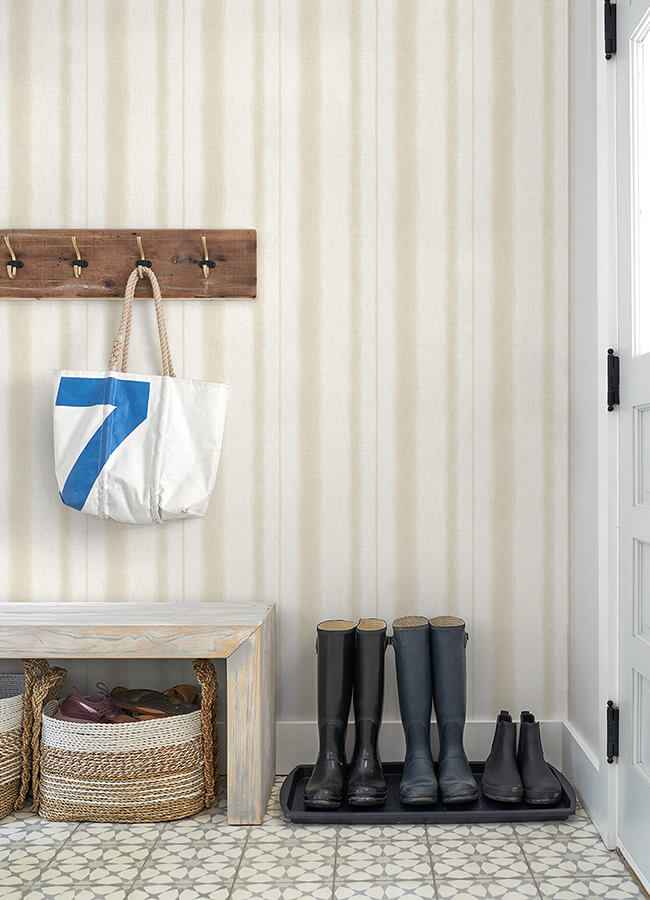 Alena Beige Soft Stripe Wallpaper - York Wallcoverings - 4121-26907 - York Wallcoverings Wallpaper
