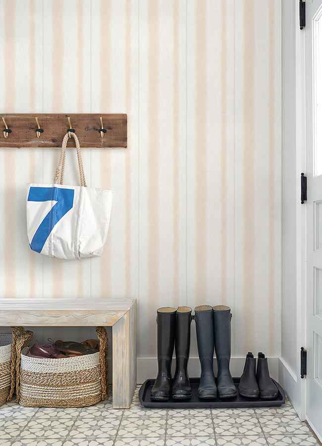 Alena Blush Soft Stripe Wallpaper - York Wallcoverings - 4121-26909 - York Wallcoverings Wallpaper