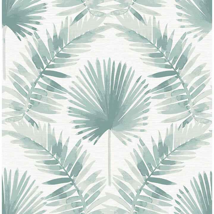 Calla Teal Painted Palm Wallpaper - York Wallcoverings - 4121-26912