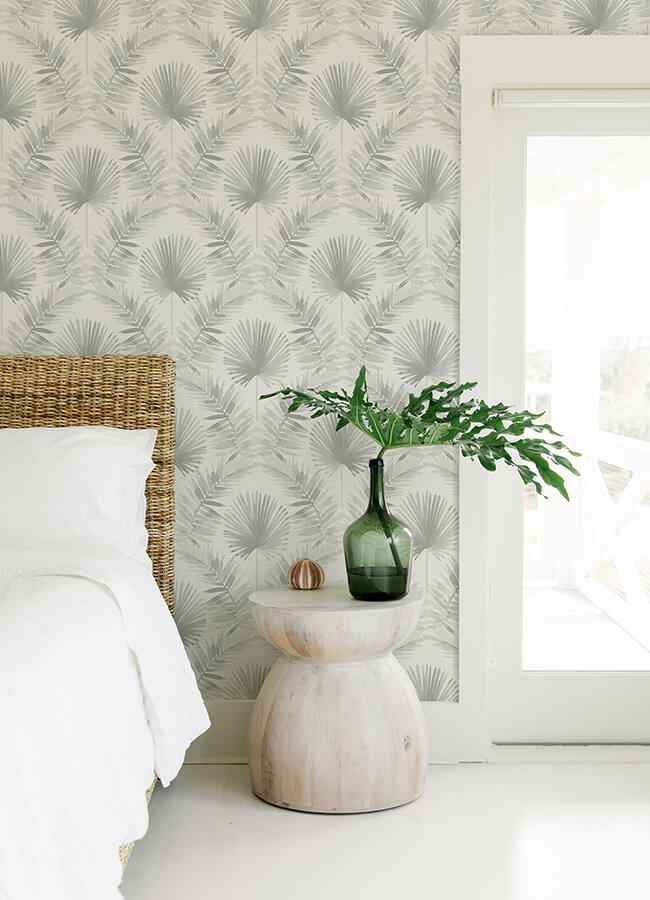 Calla Grey Painted Palm Wallpaper - York Wallcoverings - 4121-26915 - York Wallcoverings Wallpaper