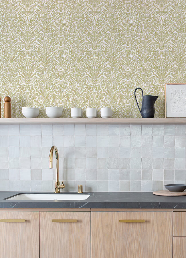 elma-honey-fiddlehead-wallpaper-york-wallcoverings-4121-26917 - York Wallcoverings Wallpaper