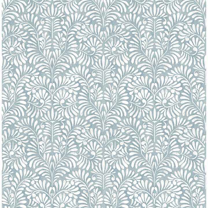Elma Sky Blue Fiddlehead Wallpaper - York Wallcoverings - 4121-26918
