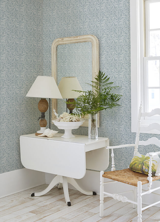 elma-sky-blue-fiddlehead-wallpaper-york-wallcoverings-4121-26918 - York Wallcoverings Papel pintado