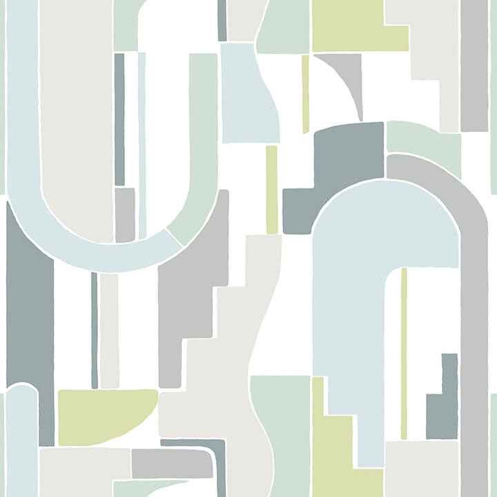 Odele Sky Blue Geometric Archways Wallpaper - York Wallcoverings - 4121-72200