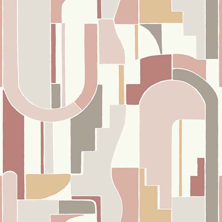 Odele Blush Geometric Archways Wallpaper - York Wallcoverings - 4121-72201