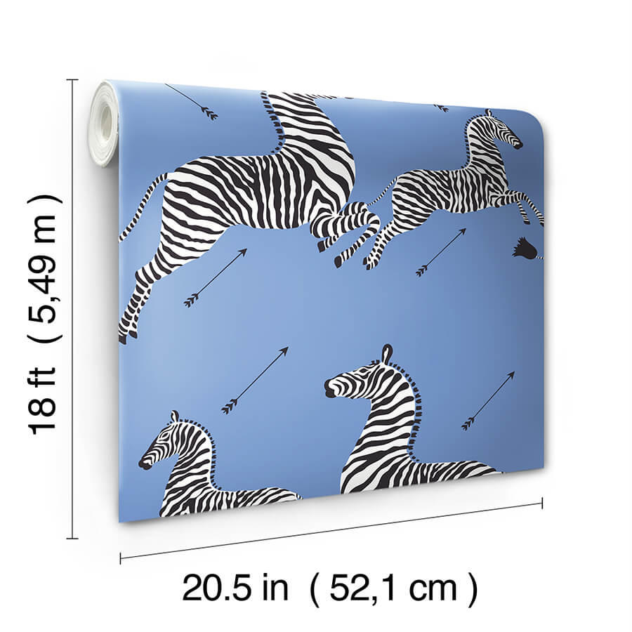 azure-zebra-safari-peel-and-stick-wallpaper-york-wallcoverings-scs6053 - York Wallcoverings Wallpaper