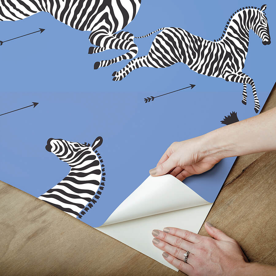 azure-zebra-safari-peel-and-stick-wallpaper-york-wallcoverings-scs6053 - York Wallcoverings Wallpaper