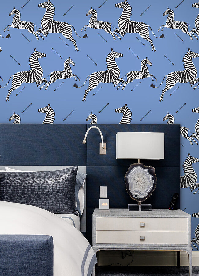 azure-zebra-safari-peel-and-stick-wallpaper-york-wallcoverings-scs6053 - York Wallcoverings Wallpaper