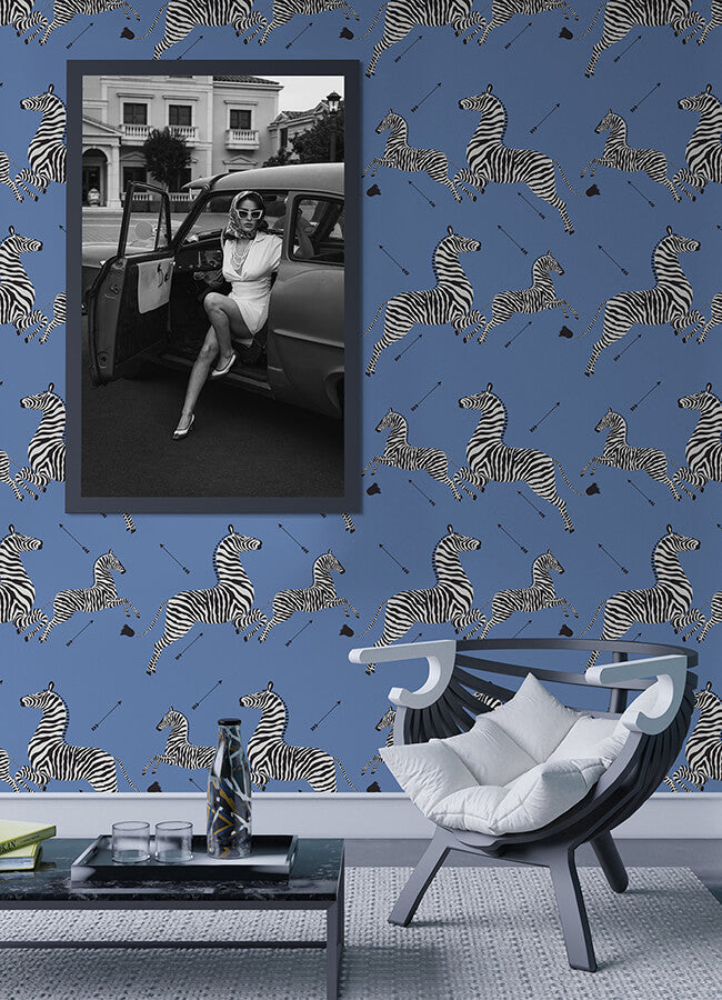 azure-zebra-safari-peel-and-stick-wallpaper-york-wallcoverings-scs6053 - York Wallcoverings Wallpaper