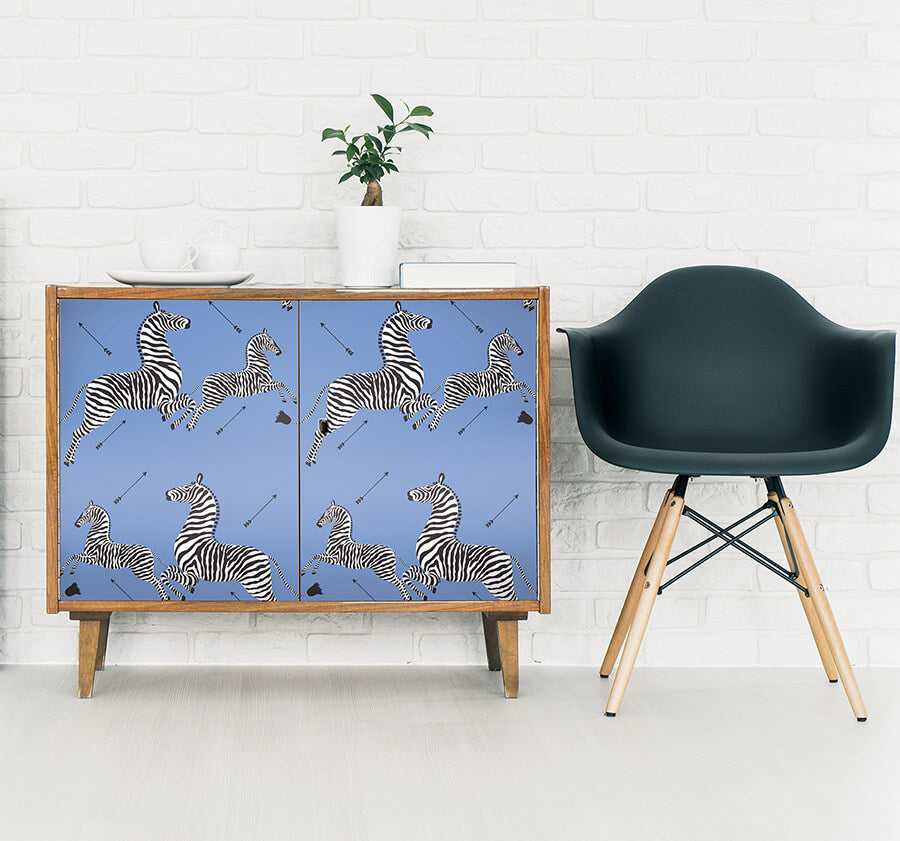azure-zebra-safari-peel-and-stick-wallpaper-york-wallcoverings-scs6053 - York Wallcoverings Wallpaper