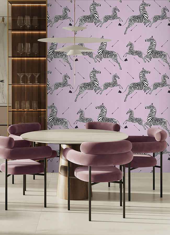 Lilac Zebra Safari Peel and Stick Wallpaper - York Wallcoverings - SCS6054 - York Wallcoverings Wallpaper