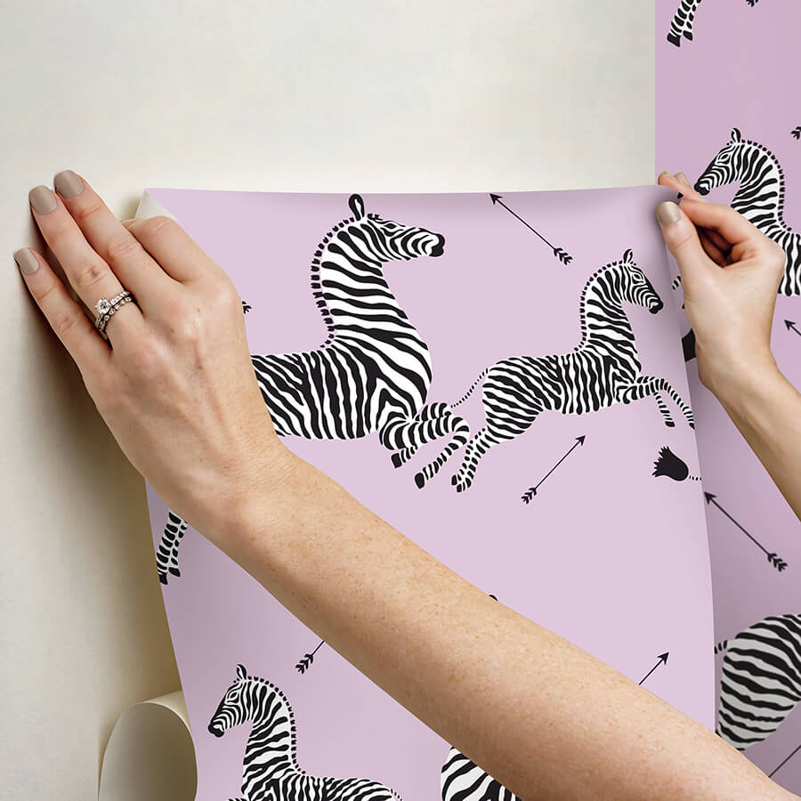 lilac-zebra-safari-peel-and-stick-wallpaper-york-wallcoverings-scs6054 - York Wallcoverings Wallpaper